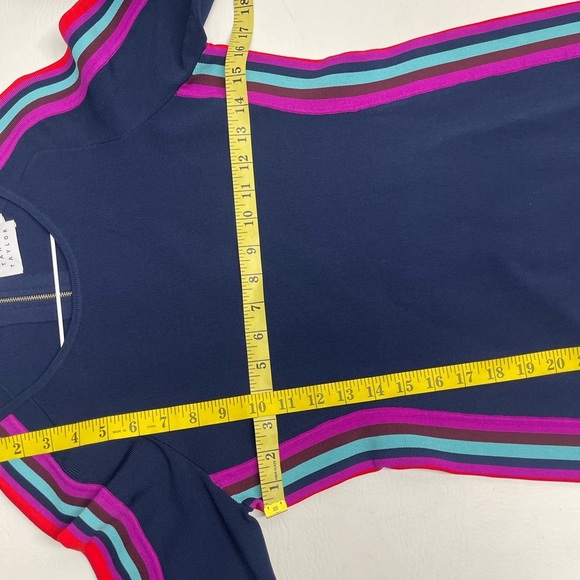 TANYA TAYLOR LONG SLEEVELESS MULTICOLOR DRESS SIZE M NAVY BLUE - Picture 4 of 7